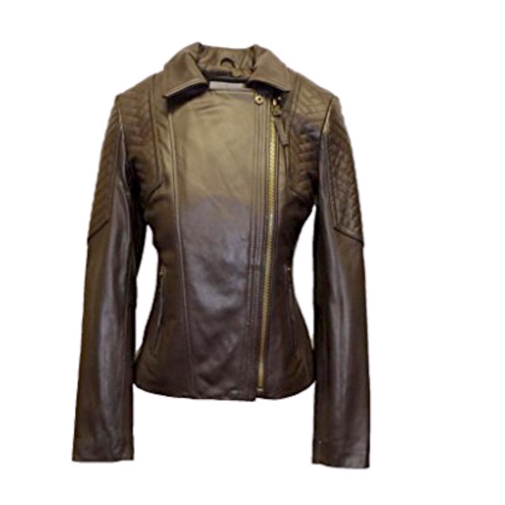 Michael Kors fitted leather jacket size small nwt